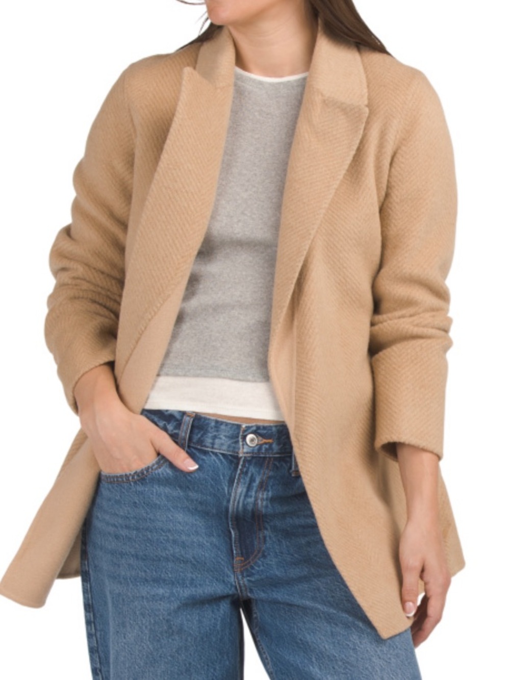 THEORY Wool Chevron Patterned Coat